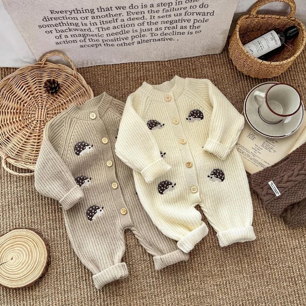 Barboteuse Bébé Tricotée Motif Hérisson