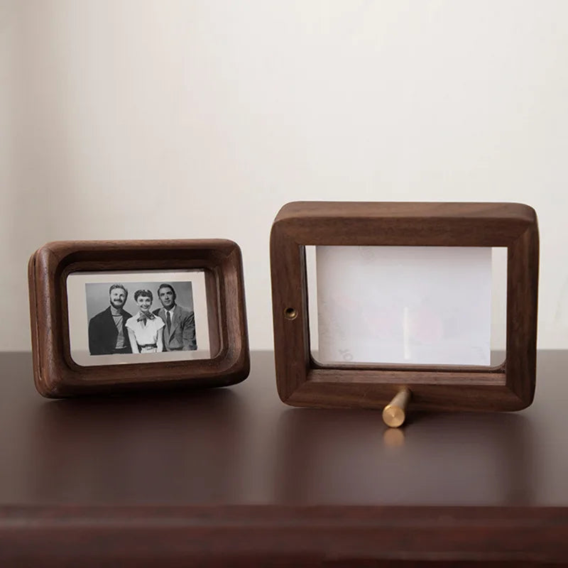 Cadre Photo Double Face en Bois de Noyer - Transparent