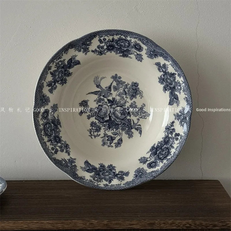 Service de Table Céramique Motif Floral Bleu Vintage