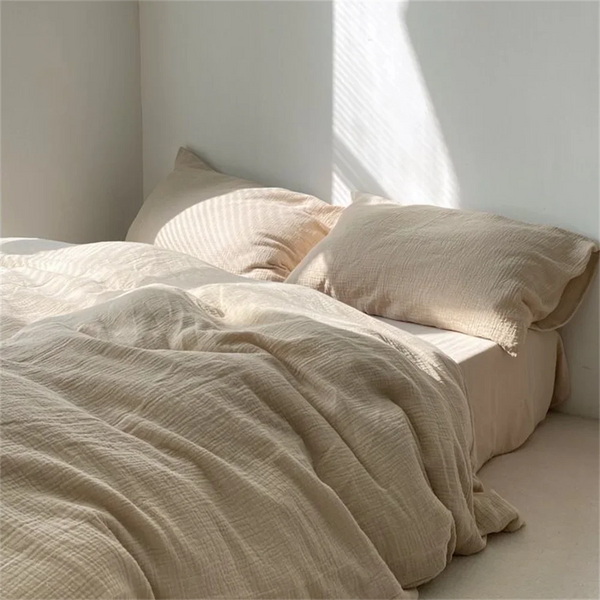 Parure de Lit Douce Coton Lavé Style Romantique