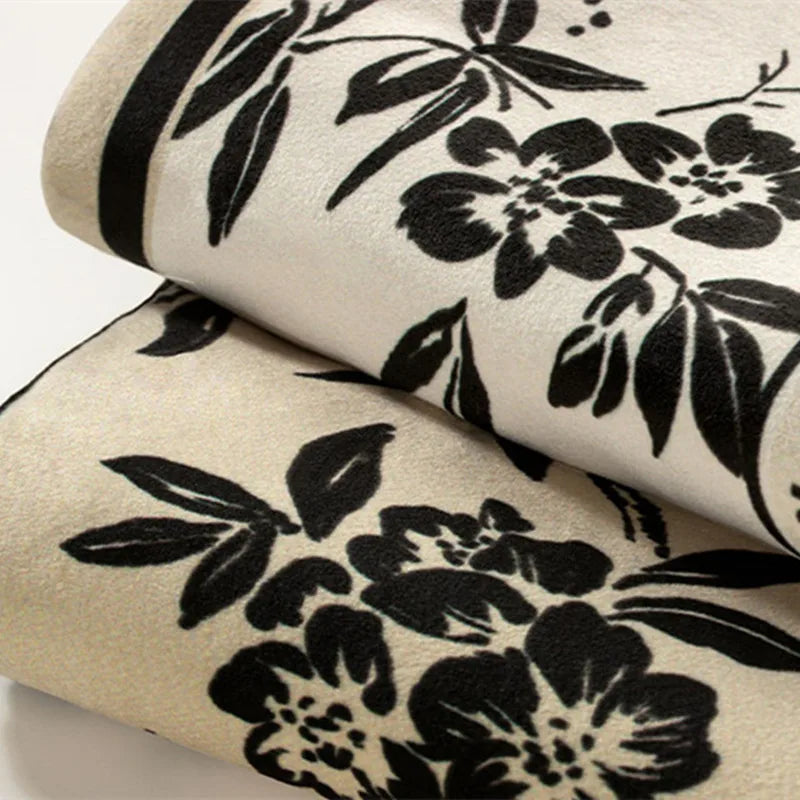 Housse de Coussin Florale Velours - Style Art Déco