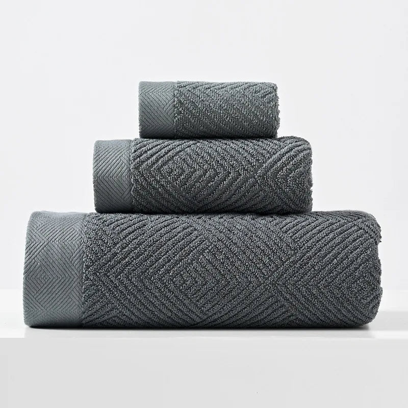 Cotton Bath Towel Trio – Thick & Absorbent