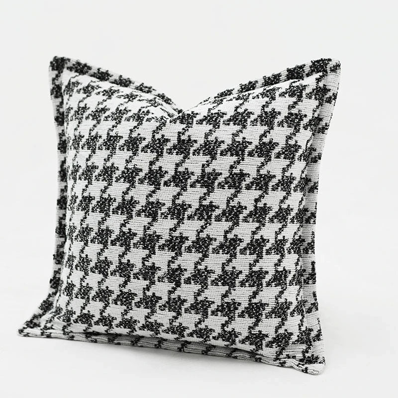 Housse de Coussin Jacquard Géométrique Gris Avoine Luxe Minimaliste