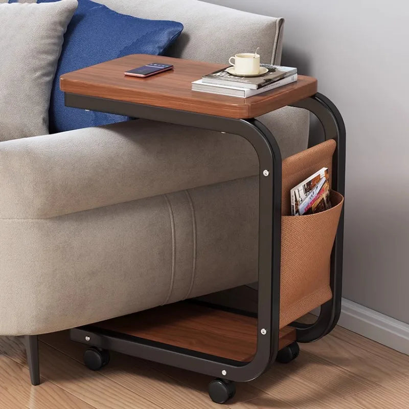 Table d'Appoint Mobile Ajustable en Métal - Design Moderne