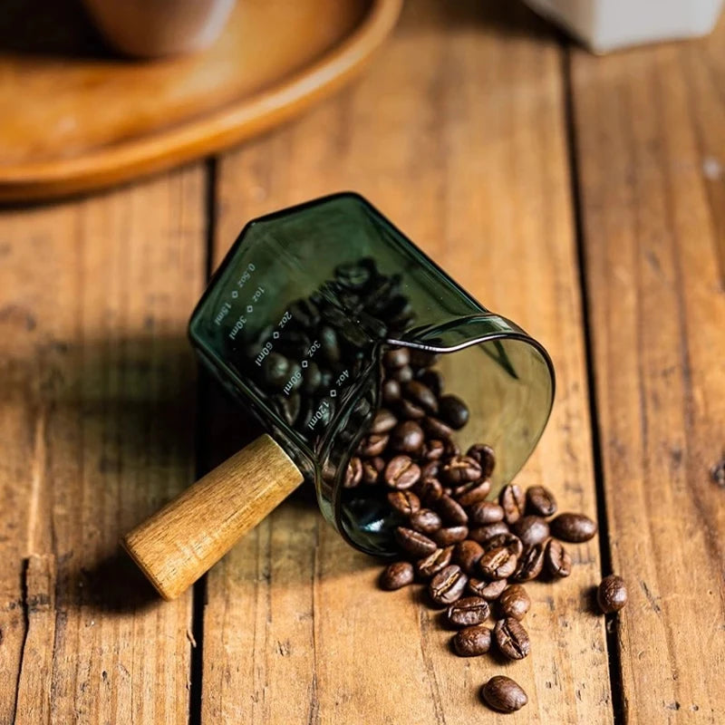 Pichet Doseur en Verre pour Lait et Café Poignée Bois