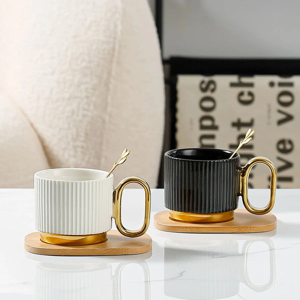 Tasse en Céramique avec Cuillère et Soucoupe 220ml