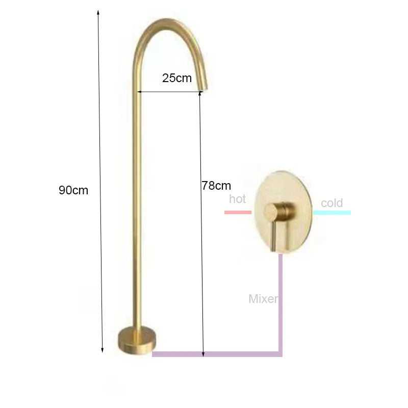 Robinet de Baignoire sur Pied Noir Cascade Pivotant