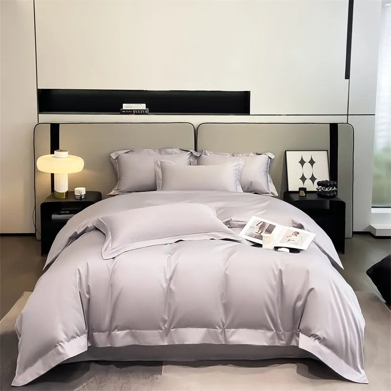 Parure de Lit Coton Égyptien 1000TC Ultra Douce 4 Pièces