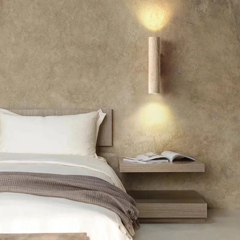 Applique Murale Marbre Jaune LED Style Wabi-Sabi Escalier