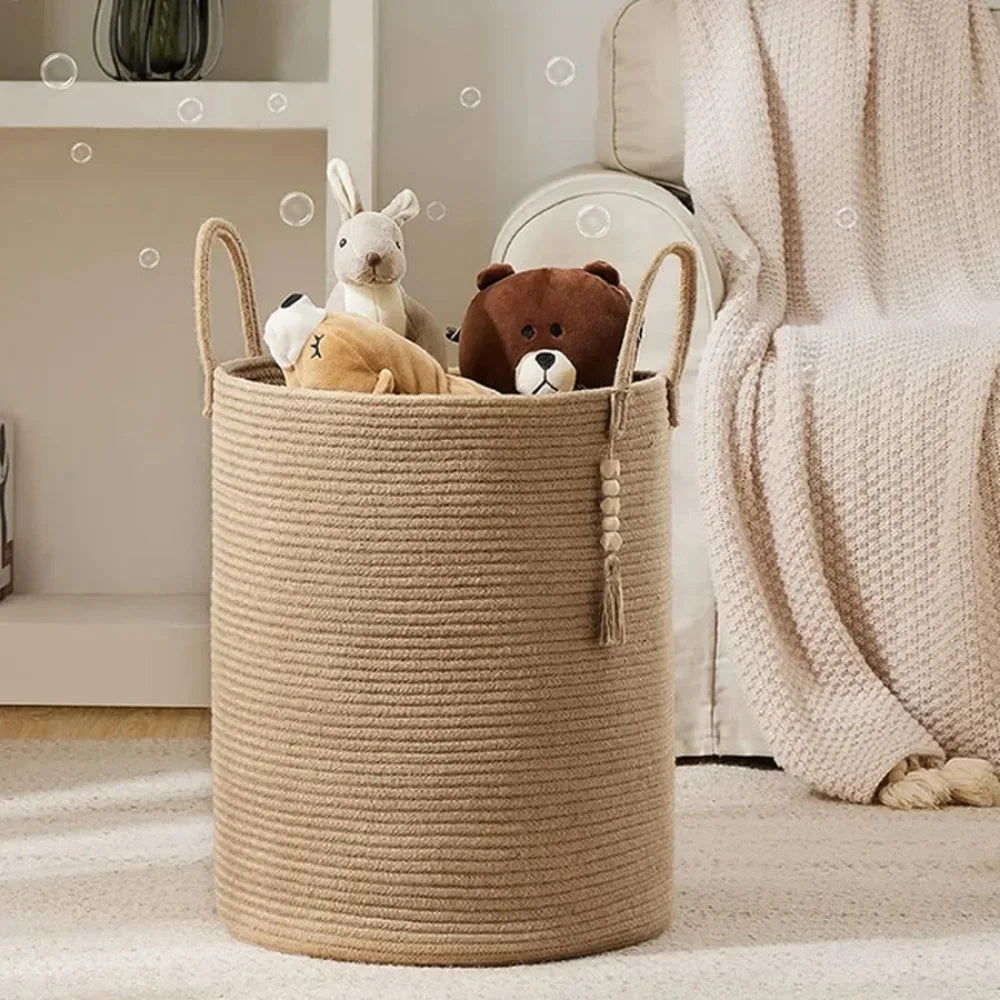 Grand Panier de Rangement Tressé avec Poignées