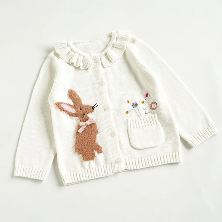 Cardigan Fille Brodé Motif Champignon