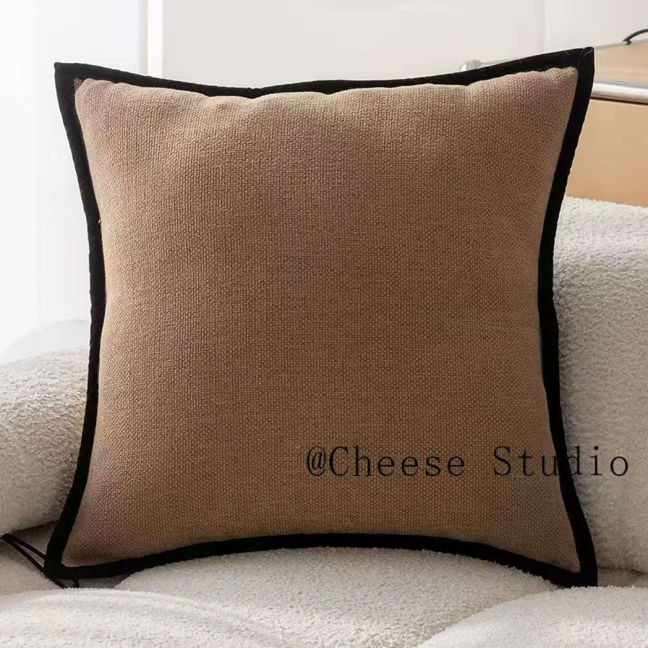 Housse de Coussin Bordure Noire - Style Vert Rétro