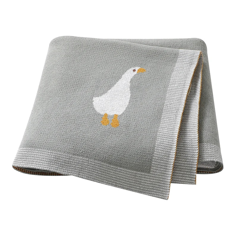 Couverture Bébé Coton Motif Oie Tricotée