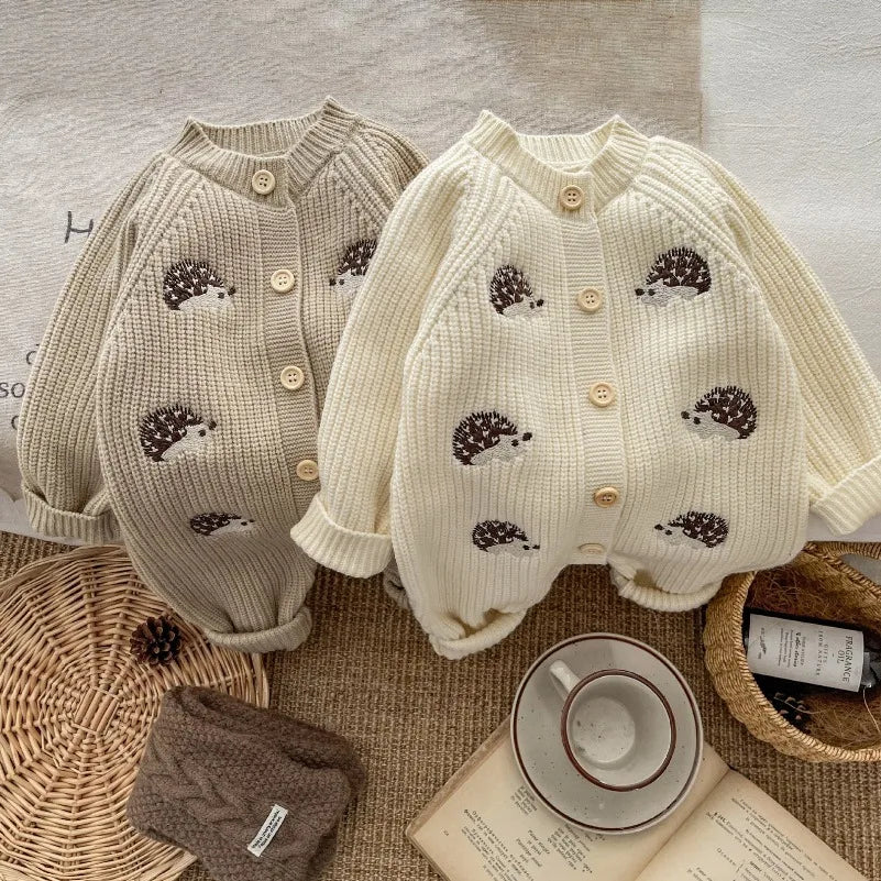 Barboteuse Bébé Tricotée Motif Hérisson