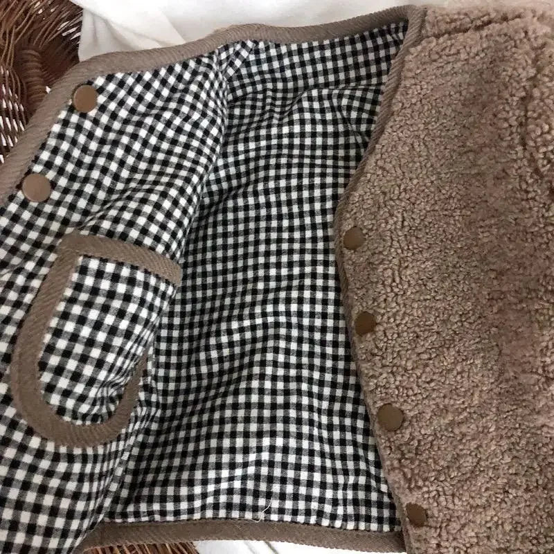Veste Enfant Réversible Chaude à Carreaux