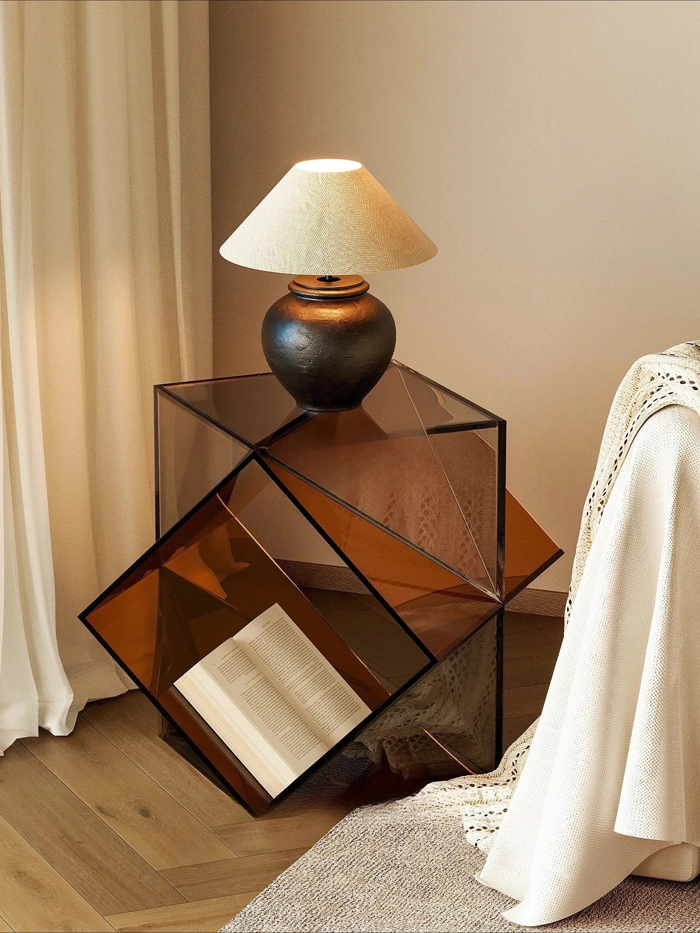 Table de Chevet Design en Acrylique - Rangement Minimaliste