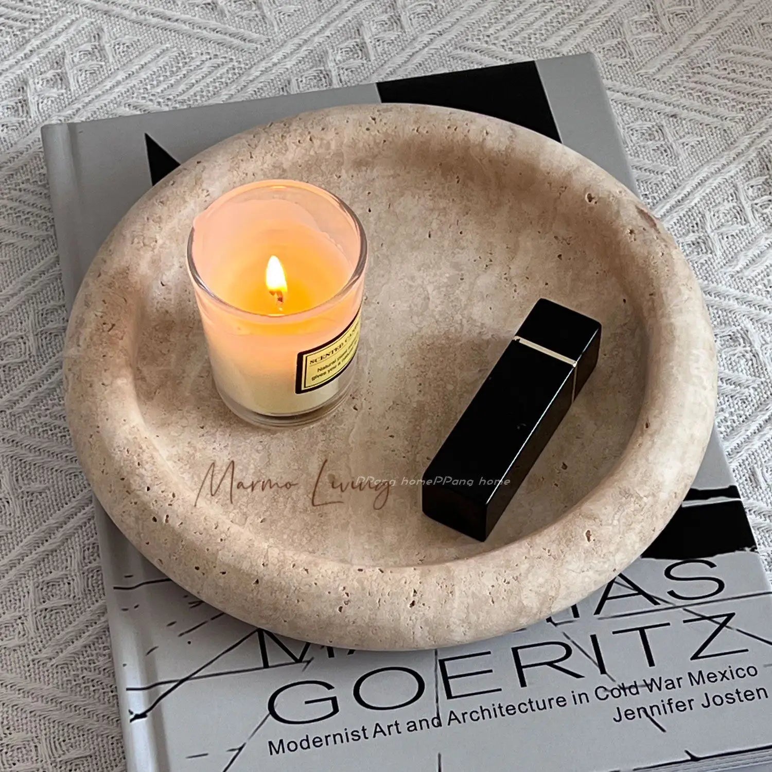 Plateau en Marbre Naturel Style Wabi-Sabi - Bijoux et Parfums