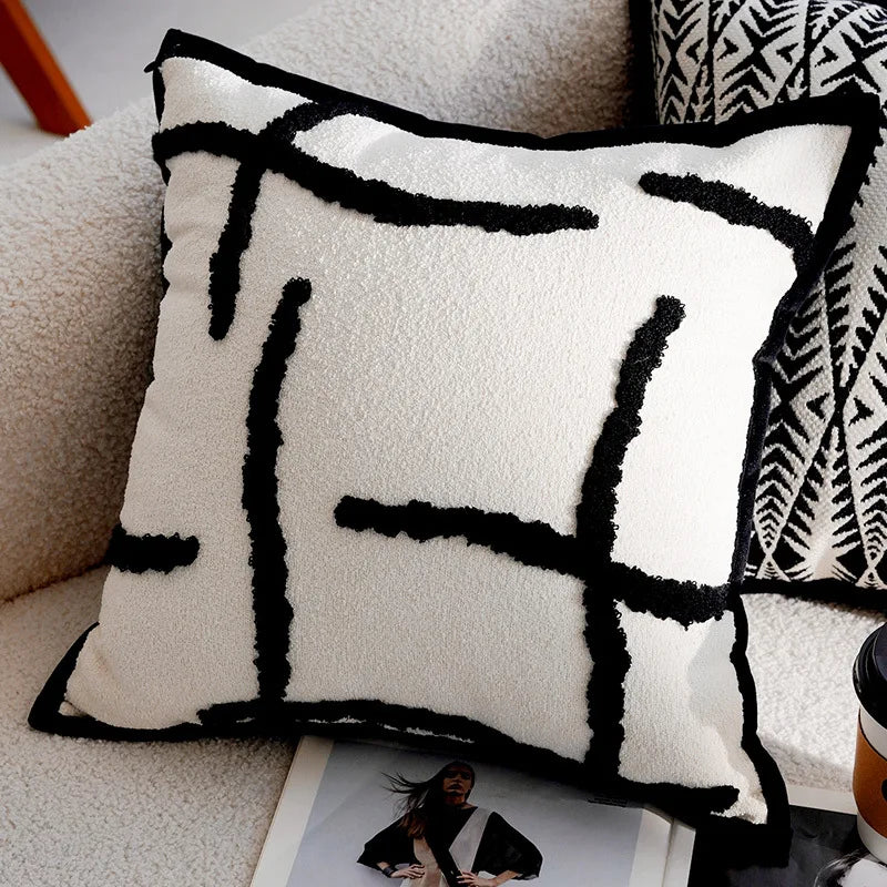 Housse de Coussin Rétro Française Noire