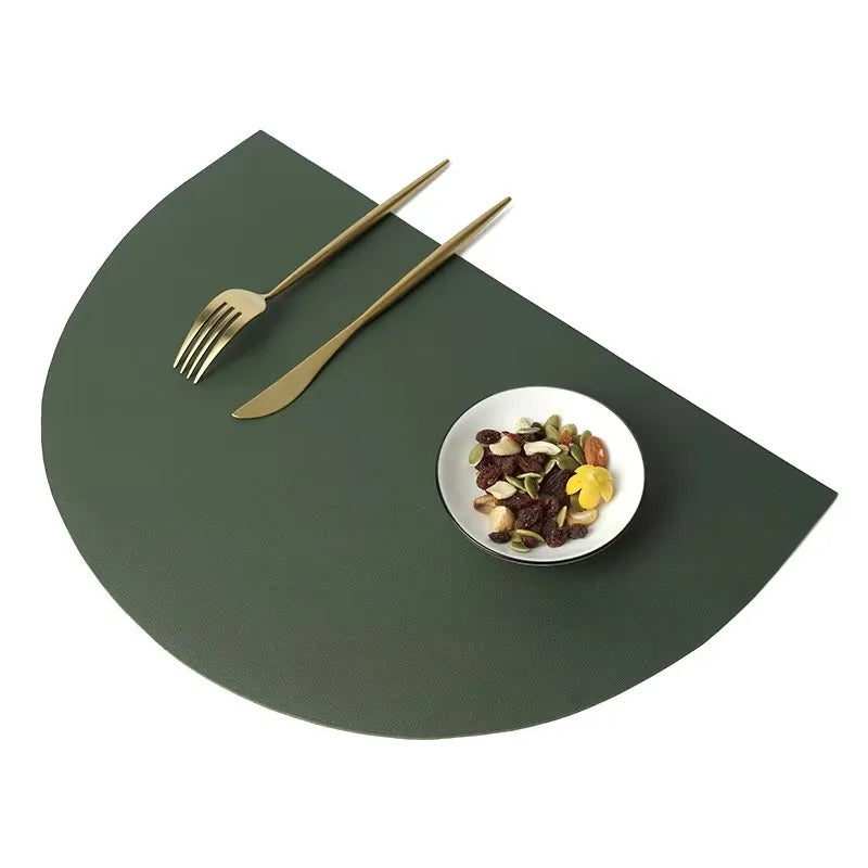 PU Leather Placemat – Semicircle Waterproof Table Mat