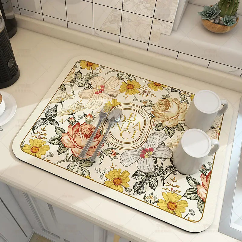 Tapis d'Égouttage Absorbant Antidérapant pour Cuisine