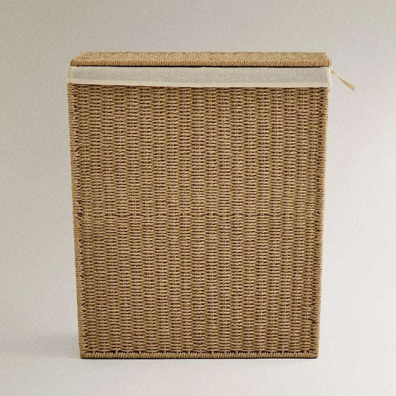 Panier à Linge Double Compartiment avec Couvercle