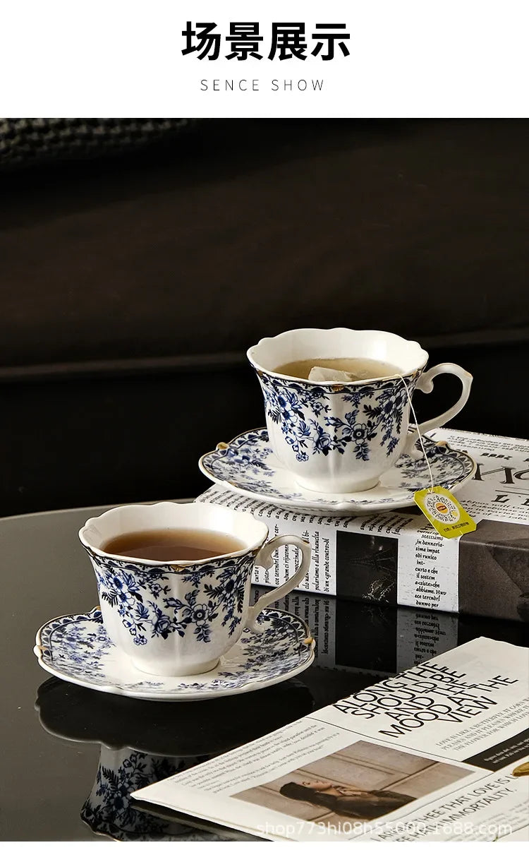 Tasse à Café en Porcelaine Bleu et Blanc Style Anglais