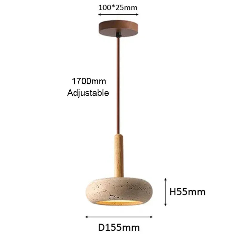 Suspension Wabi-Sabi en Travertin - Forme Ronde
