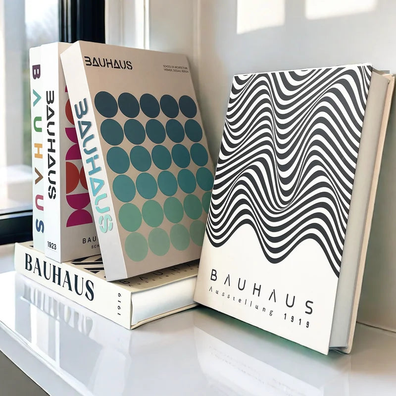 Faux Livres Décoratifs Boîte de Rangement Style Bauhaus