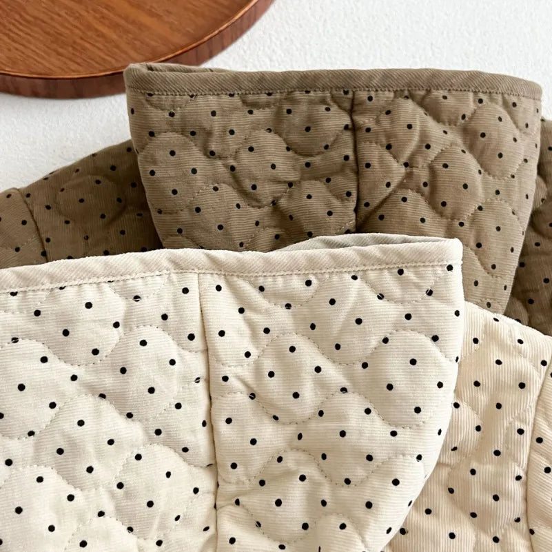 Manteau Enfant Matelassé à Capuche à Pois