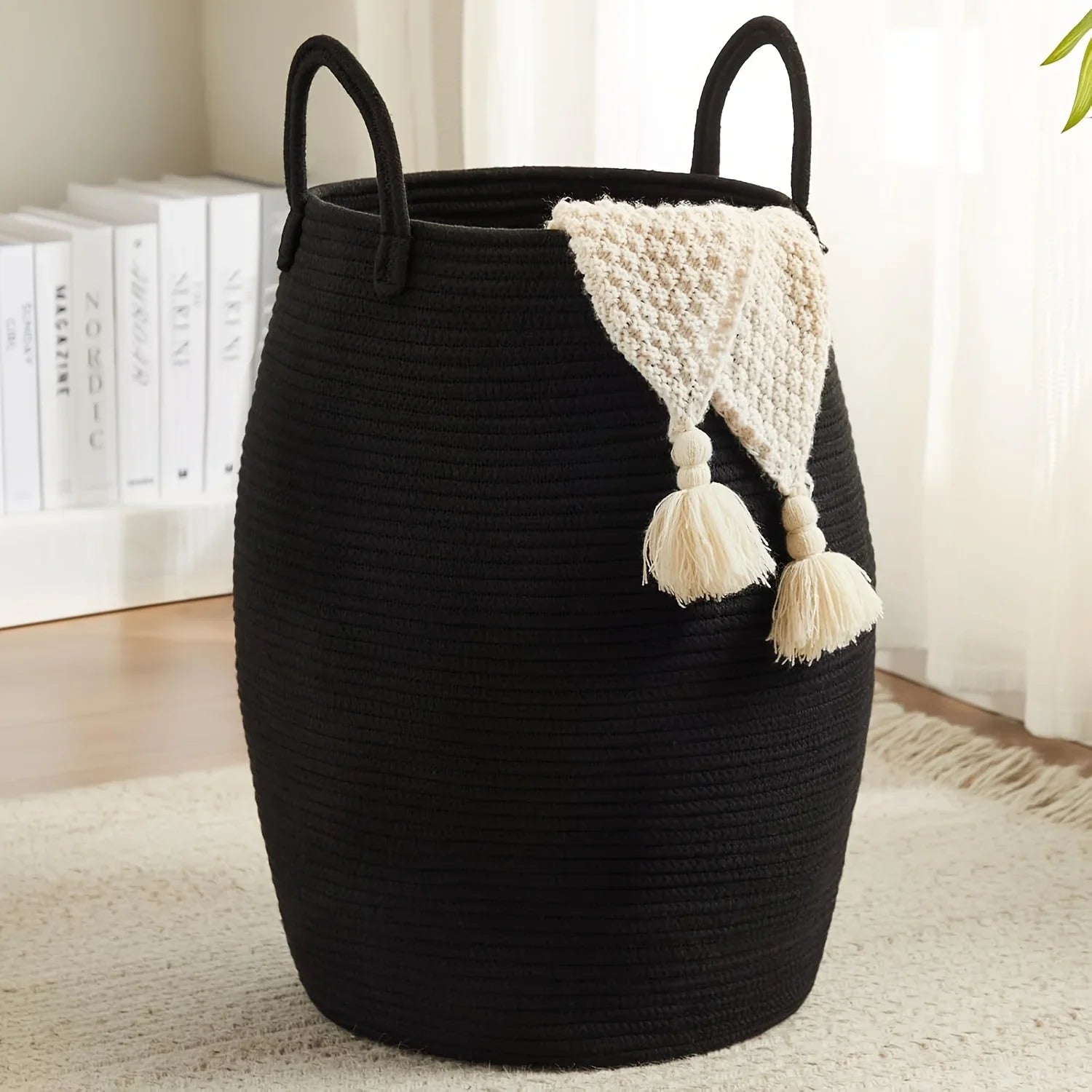 Panier à Linge Bohème Haut Pliable en Tissu 22 Pouces
