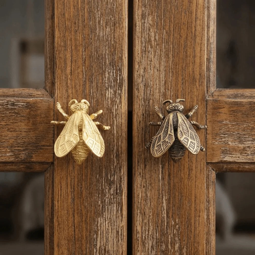 Poignée de Meuble Laiton Élégante Forme Abeille Style Vintage