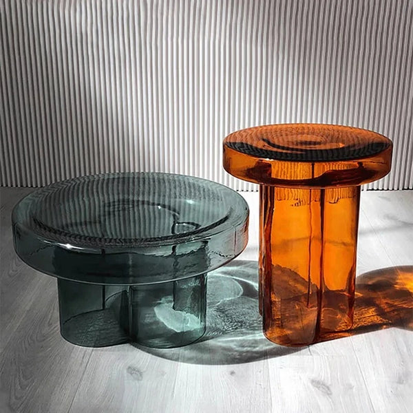 Table Basse Ronde en Verre - Design Nordique