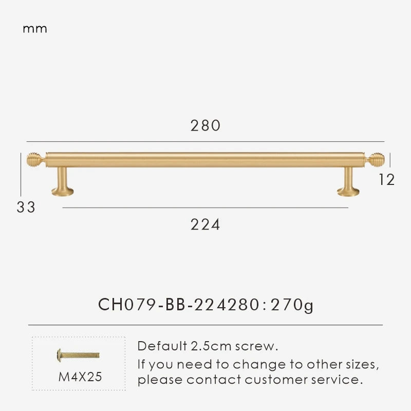 French Brass Knob – T-Bar Wardrobe Handle