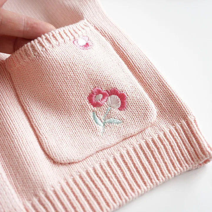 Cardigan Fille Brodé Motif Champignon