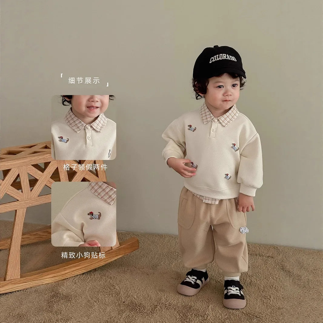 Pull Enfant Motif Cartoon Bicolore