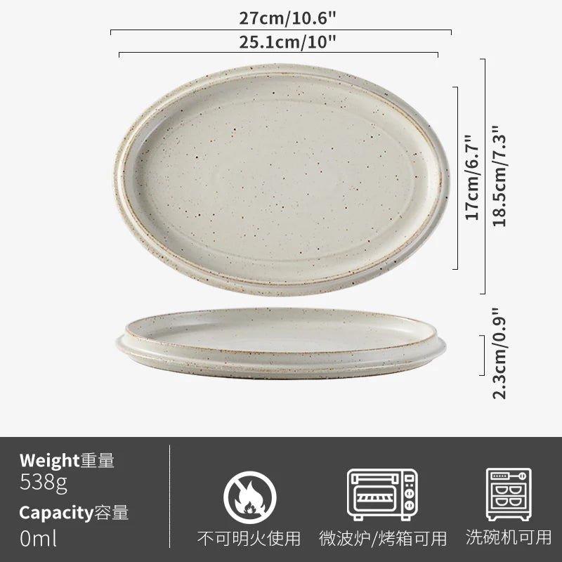 Assiette en Céramique Émaillée Style Rustique Montagne