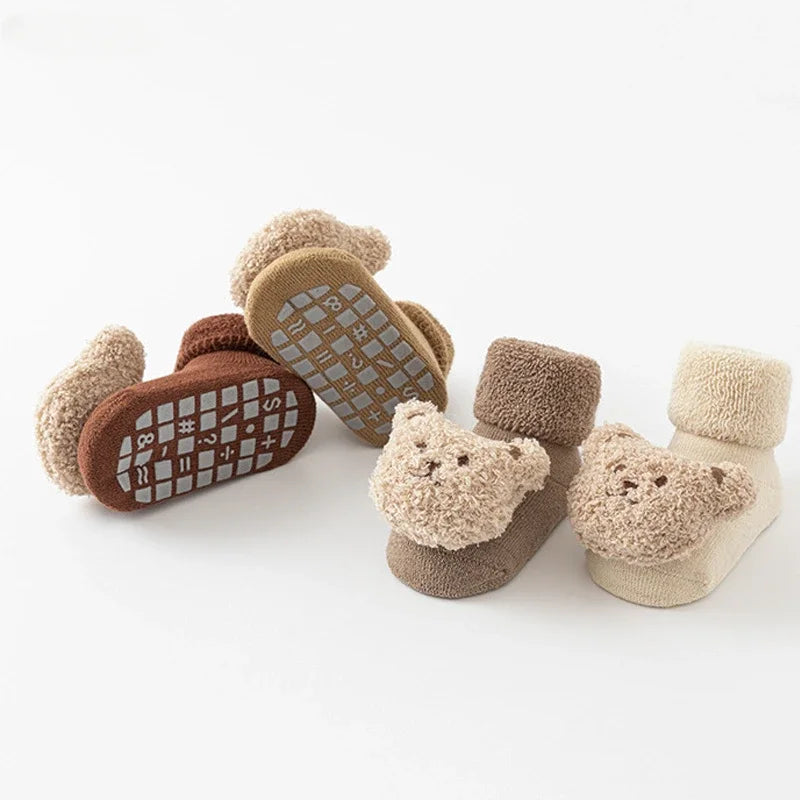 Chaussettes Bébé Antidérapantes Motif Ourson