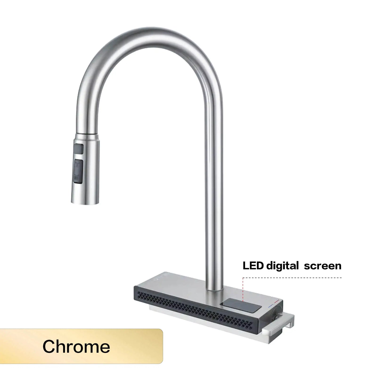Robinet de Cuisine Extractible Écran LED Gris Métal