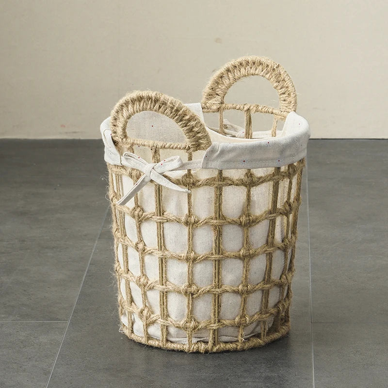 Panier à Linge Tressé Coton et Lin Respirant