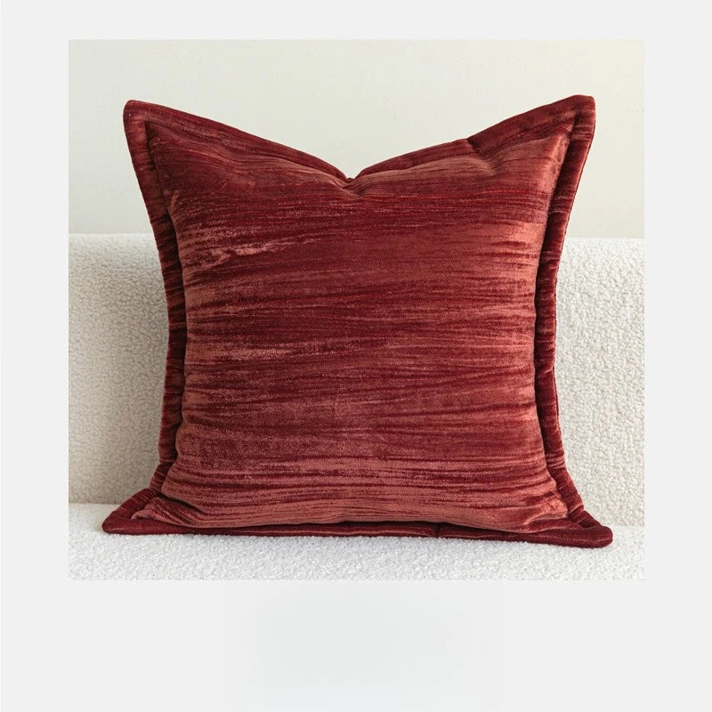 Housse de Coussin Luxe Bordeaux et Noir Bicolore