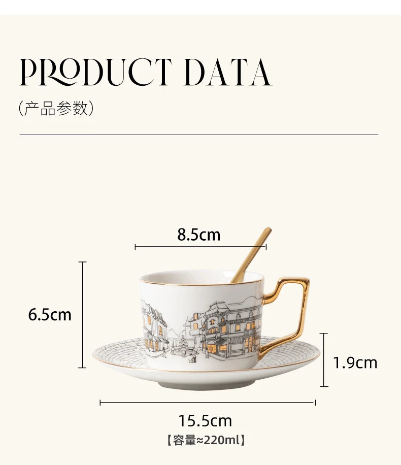 Tasse à Café Vintage Style Européen avec Soucoupe