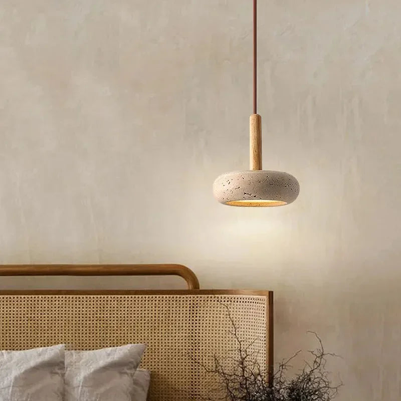 Suspension Wabi-Sabi en Travertin - Forme Ronde