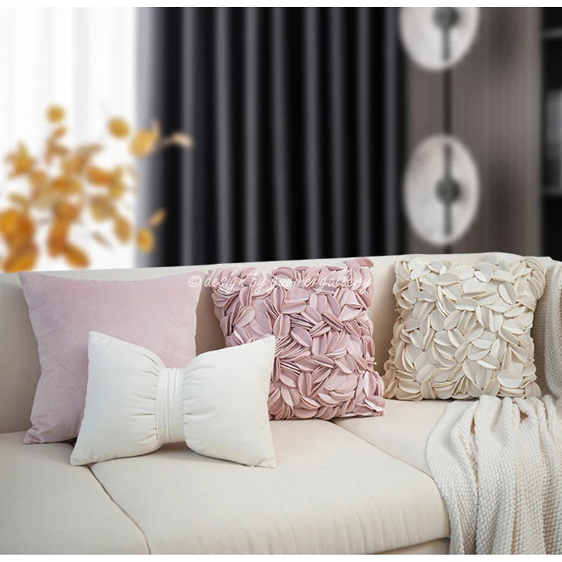 Housse de Coussin Fleurie Romantique Faite Main 45x45cm