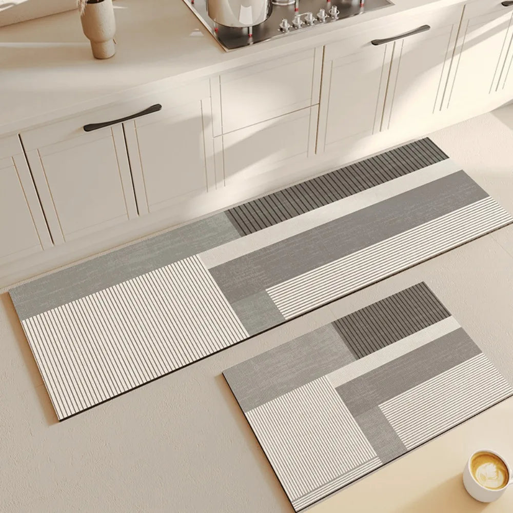 Diatomite Kitchen Floor Mat Set – Water-Absorbent Non-Slip, 2pc