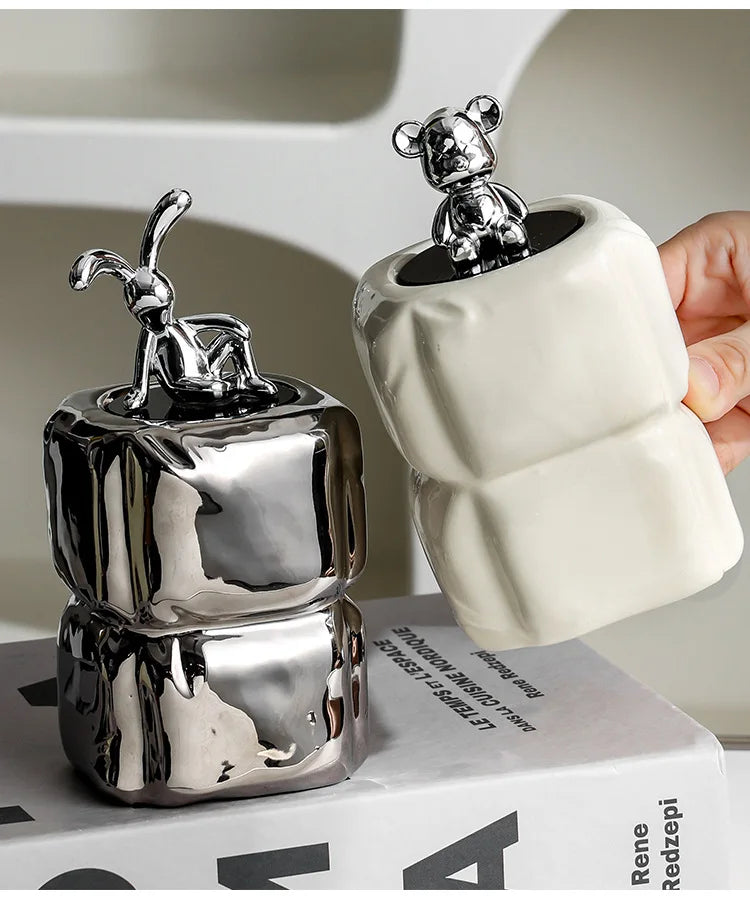 Teddy Bear Toothpick Box – Ceramic Storage Decor