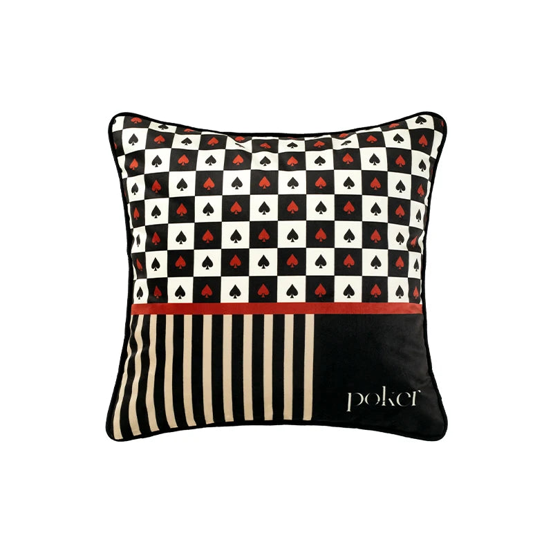 Housse de Coussin Florale en Velours - Style Rétro Noir et Blanc