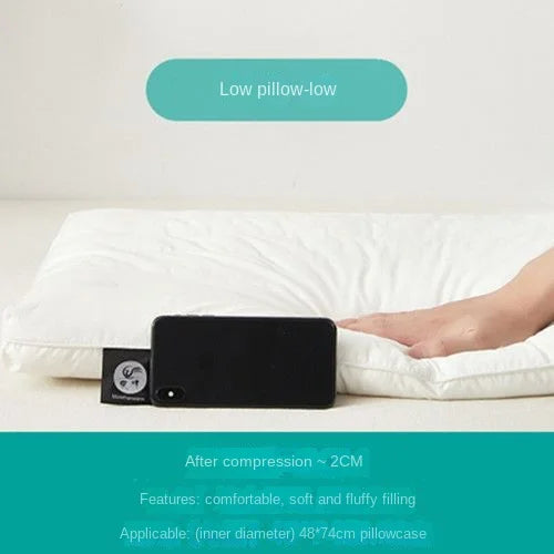 Oreiller Plat en Coton Pur - Soutien Cervical Léger