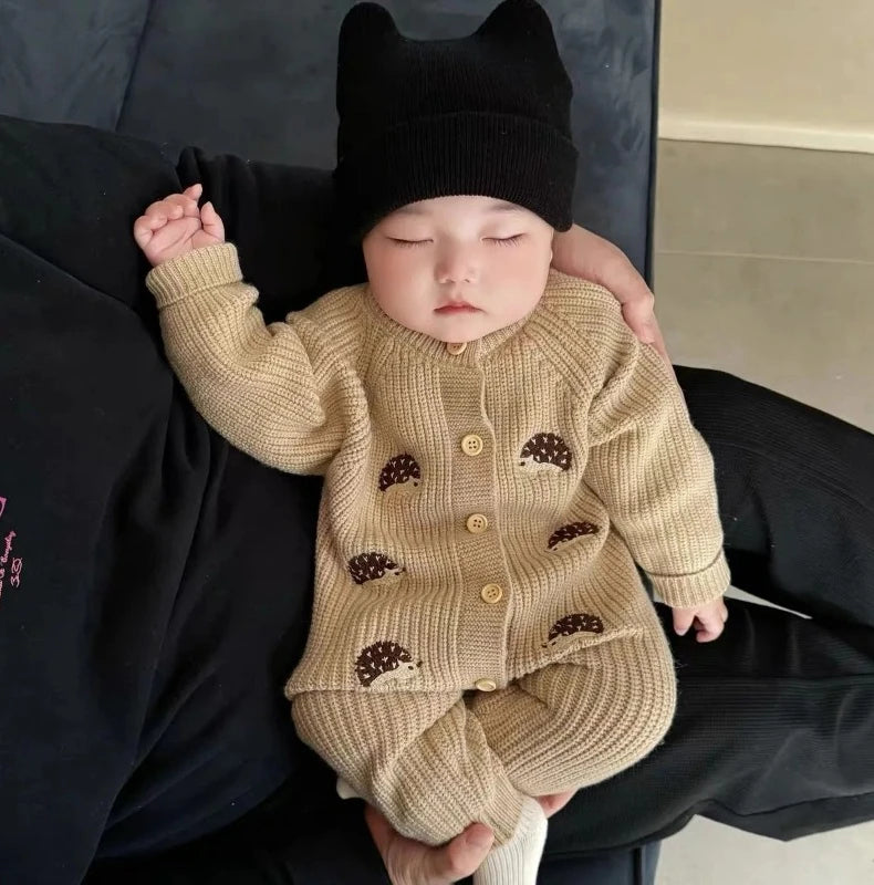 Barboteuse Bébé Tricotée Motif Hérisson