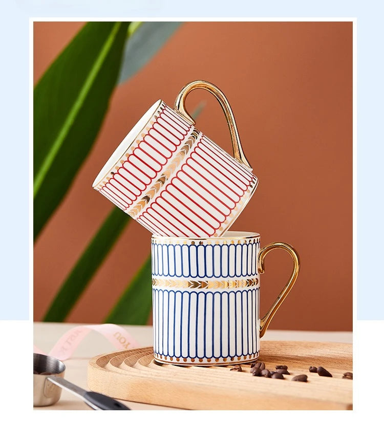 Tasse à Café en Céramique Dorée Peinte Main