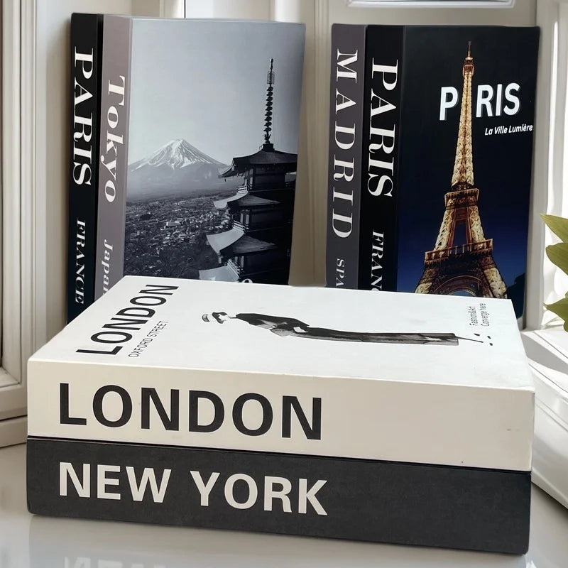 Boîte de Rangement Livre Factice Abstrait Style Paris
